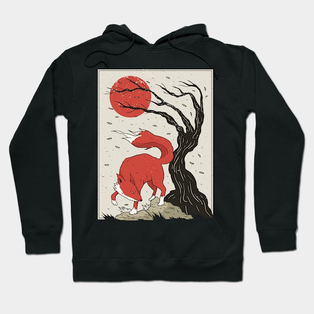 Japanese style fox Hoodie by Hmus